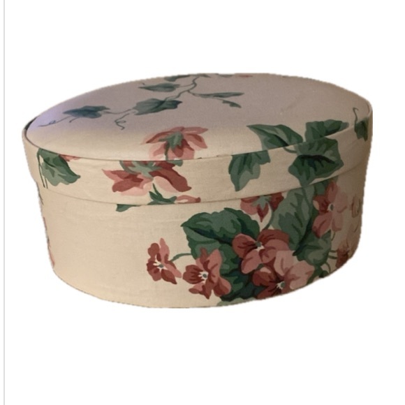 Other - Vintage Oval Cloth Covered Storage Box